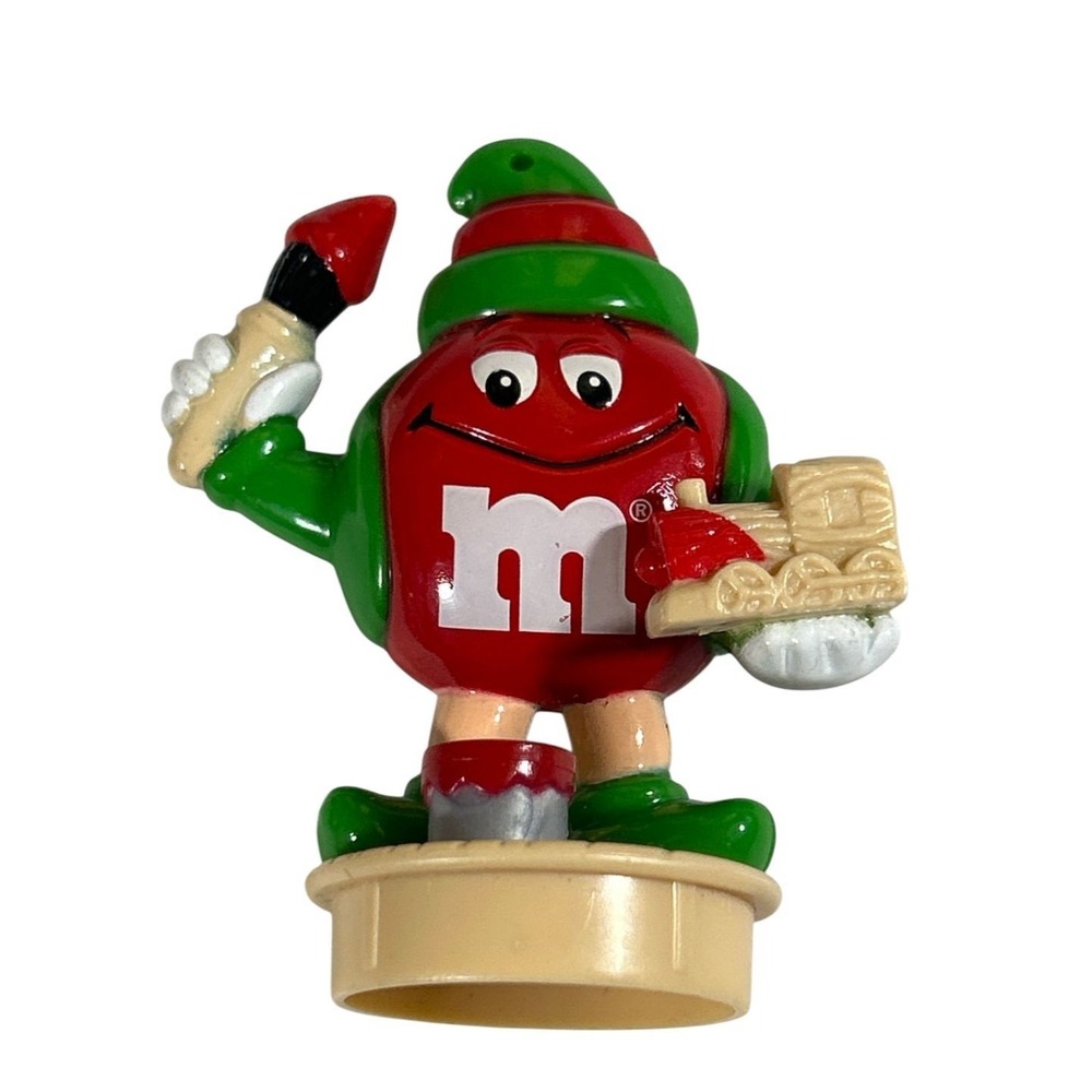 Vintage 1997 M&M's Red Character Figure Christmas Elf Painter Mars Inc Toy